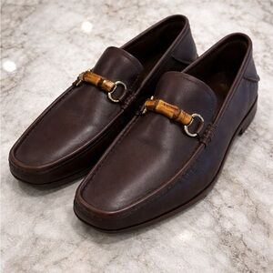 Authentic Gucci Bamboo Bit Driving Loafers Brown 10.5